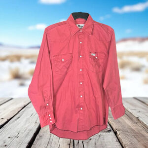 Jaguar Vintage Rusty Coral Pearlized Snap Western Cowboy Shirt Men Size Small
